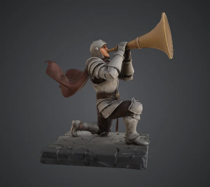 Kỵ Sĩ Trung Cổ Thổi Kèn Chiến – Miniature Sứ Giả Bọc Giáp - Image 2