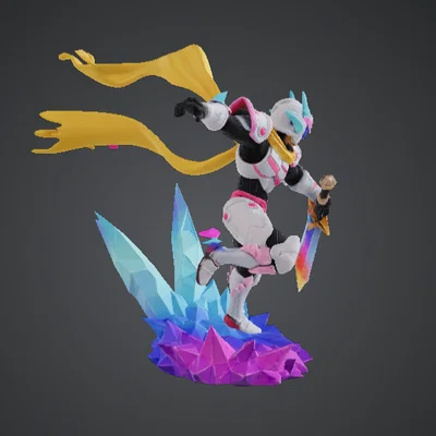 Prismatic Crystal Knight – Hiệp Sĩ Tinh Thể, Kiếm Cầu Vồng trên Bệ Pha Lê