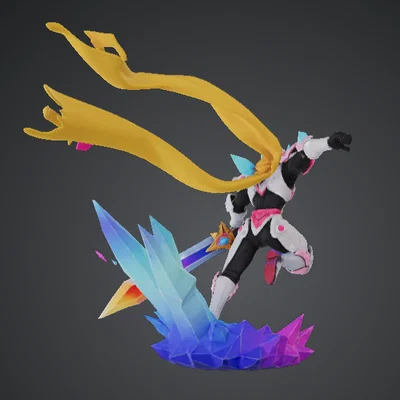 Prismatic Crystal Knight – Hiệp Sĩ Tinh Thể, Kiếm Cầu Vồng trên Bệ Pha Lê