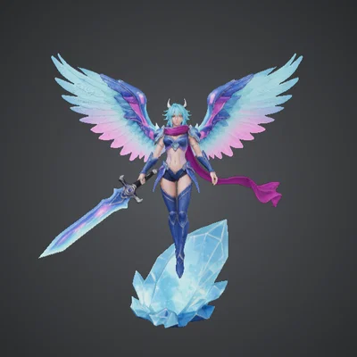 Celestial Crystal Valkyrie – Nữ chiến binh thiên thần có cánh & kiếm lăng kính