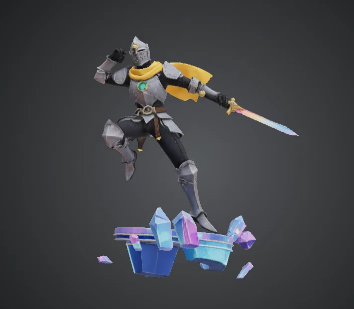 Crystal Vanguard Knight – Kỵ Sĩ Giáp Trụ Lao Vút trên Đế Tinh Thể Lơ Lửng - Image 1