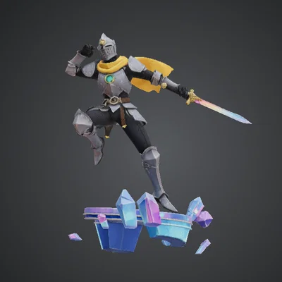 Crystal Vanguard Knight – Kỵ Sĩ Giáp Trụ Lao Vút trên Đế Tinh Thể Lơ Lửng