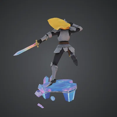 Crystal Vanguard Knight – Kỵ Sĩ Giáp Trụ Lao Vút trên Đế Tinh Thể Lơ Lửng