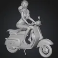 Cô Pin-Up trên xe scooter màu mint - Thumbnail 1