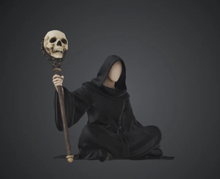 Pháp Sư Hắc Ám Vô Diện – Warlock Trùm Hood Cầm Trượng Đầu Lâu - Image 1