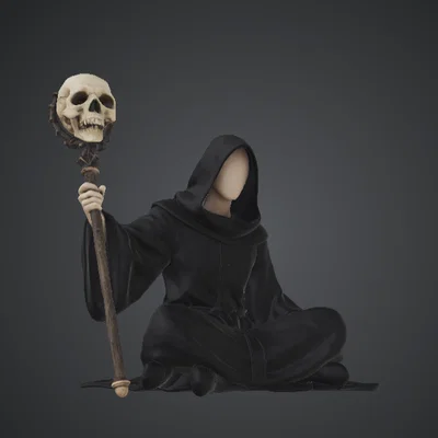 Pháp Sư Hắc Ám Vô Diện – Warlock Trùm Hood Cầm Trượng Đầu Lâu