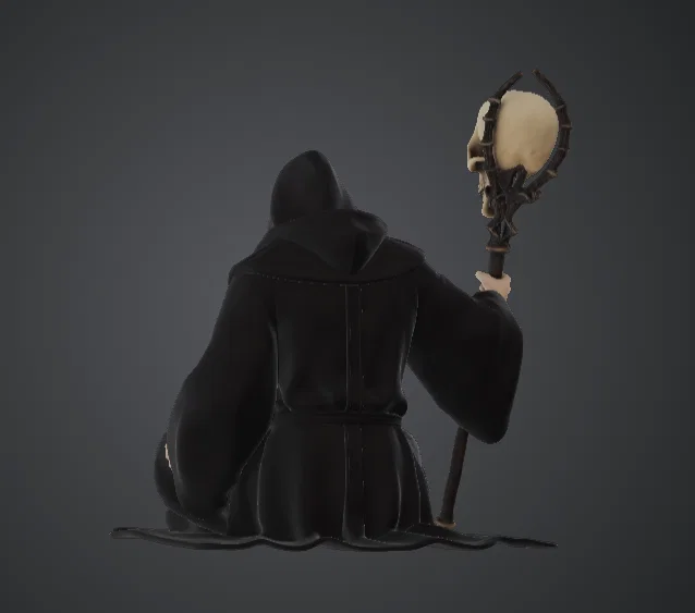 Pháp Sư Hắc Ám Vô Diện – Warlock Trùm Hood Cầm Trượng Đầu Lâu - Image 3