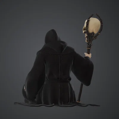 Pháp Sư Hắc Ám Vô Diện – Warlock Trùm Hood Cầm Trượng Đầu Lâu