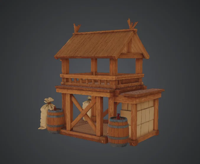 Quầy Chợ Gỗ Trung Cổ – Lán Lưu Trữ Gỗ Timber (Terrain) - Image 2
