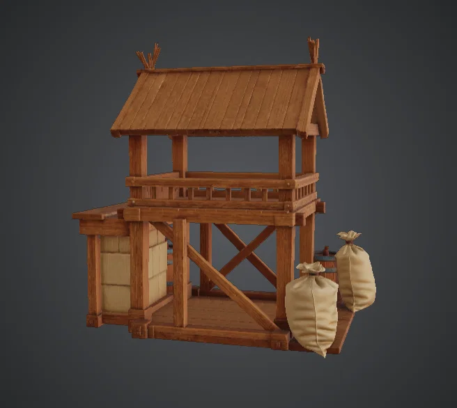 Quầy Chợ Gỗ Trung Cổ – Lán Lưu Trữ Gỗ Timber (Terrain) - Image 3