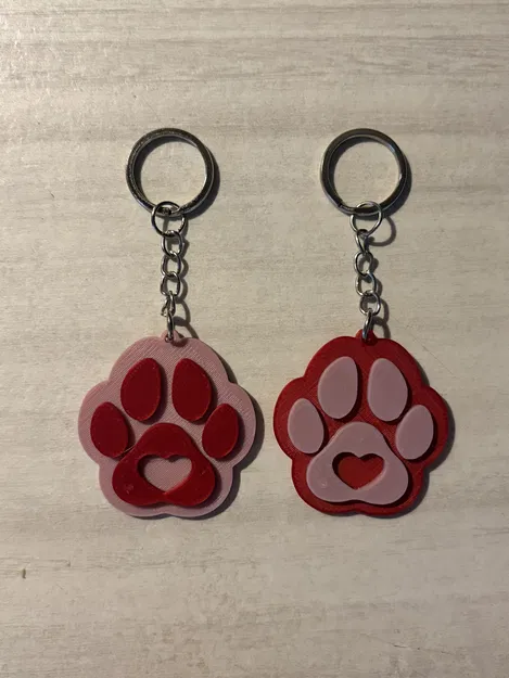 Animal Paw Heart – Móc Khóa Dấu Chân Thú Cưng & Trái Tim - Image 1