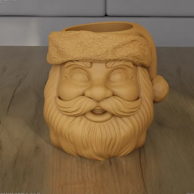 Chậu Trồng Cây Đầu Ông Già Noel (Santa Claus Head Planter Pot) - STL In 3D - Image 1