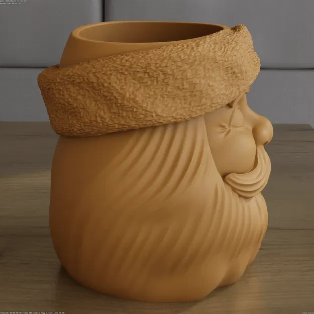 Chậu Trồng Cây Đầu Ông Già Noel (Santa Claus Head Planter Pot) - STL In 3D - Image 4