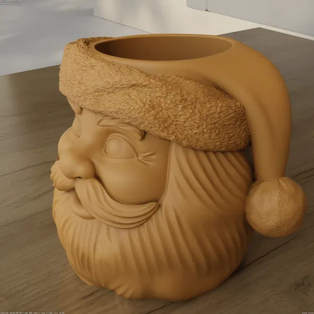 Chậu Trồng Cây Đầu Ông Già Noel (Santa Claus Head Planter Pot) - STL In 3D - Image 6