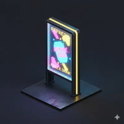 Bảng quảng cáo holographic Low Poly