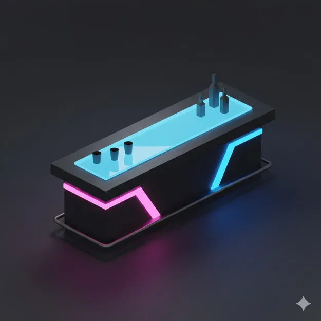 Quầy Bar Neon Low Poly - Image 1