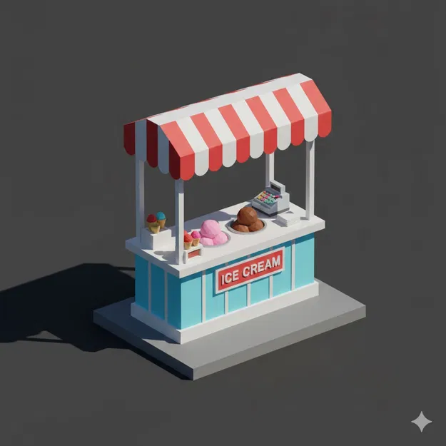 Quầy Kem Low Poly (Low Poly Ice Cream Stand) - Image 1