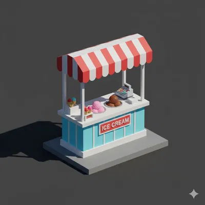 Quầy Kem Low Poly (Low Poly Ice Cream Stand)