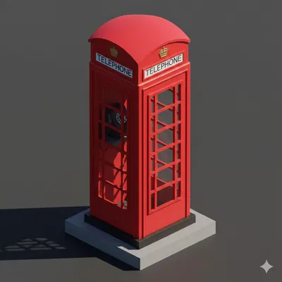 Bốt Điện Thoại Low Poly (Cổ Điển)