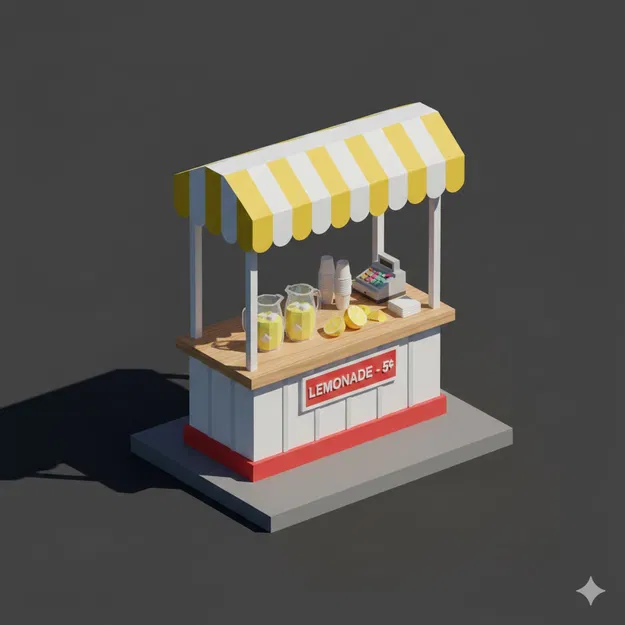 Quầy nước chanh Low Poly - Image 1
