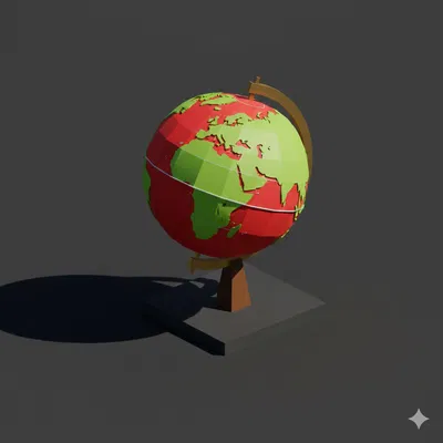 Quả Địa Cầu Lớp Học Low Poly