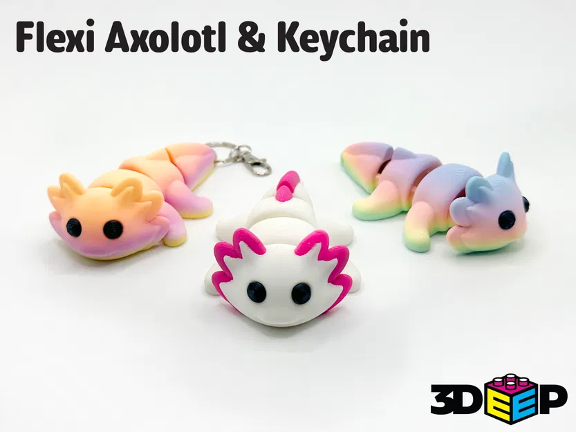 Flexi Axolotl & Móc Khóa – Không Cần Supports - Image 1