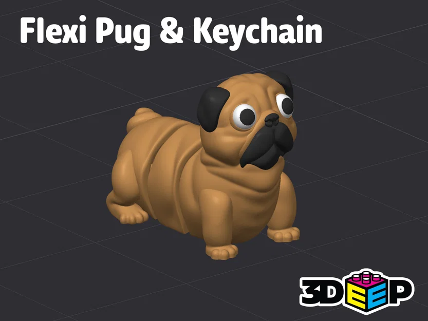 Flexi Pug & Móc khóa - Print in place, không cần supports - Image 2