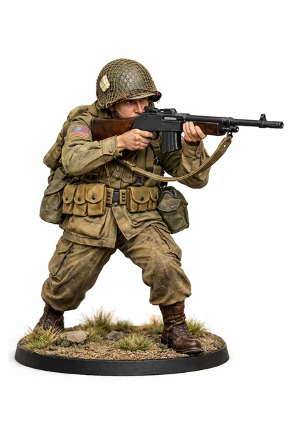 Lính Dù Mỹ WW2 cầm BAR (Bolt Action) – 28mm - Image 1