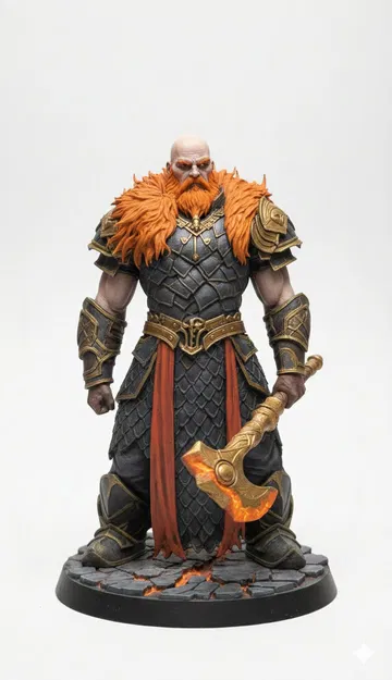 Valdos “Cinderheart” – Fire Genasi Barbarian DnD Miniature - Image 1