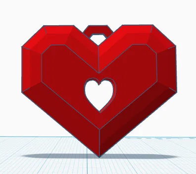 Móc khóa trái tim (Heart Keychain) low poly 35 × 40 mm - Image 1