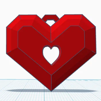 Móc khóa trái tim (Heart Keychain) low poly 35 × 40 mm