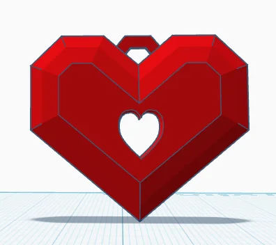 Móc khóa trái tim (Heart Keychain) low poly 35 × 40 mm