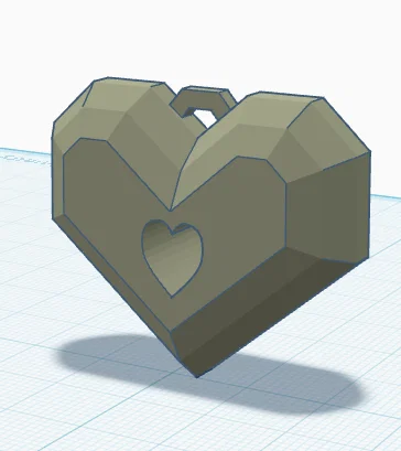 Móc khóa trái tim (Heart Keychain) low poly 35 × 40 mm - Image 3