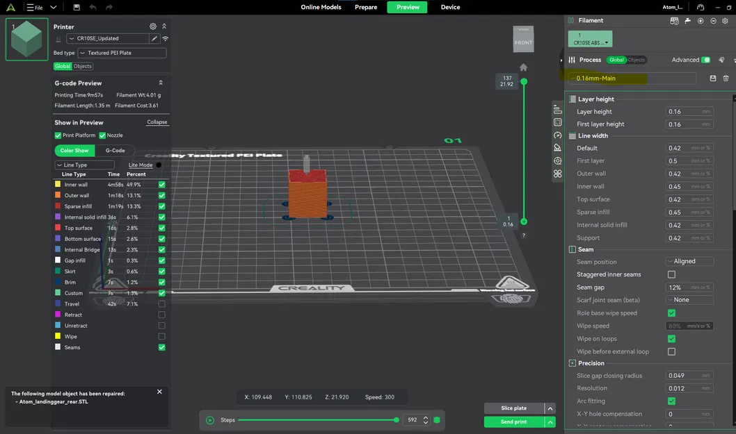 Profile in CREALITY CR10SE tối ưu | Best Quality > Super Fast | Creality Print Ready - Image 3
