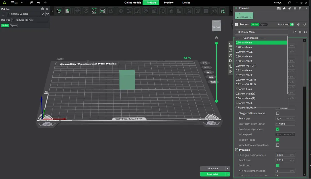 Profile in CREALITY CR10SE tối ưu | Best Quality > Super Fast | Creality Print Ready - Image 4