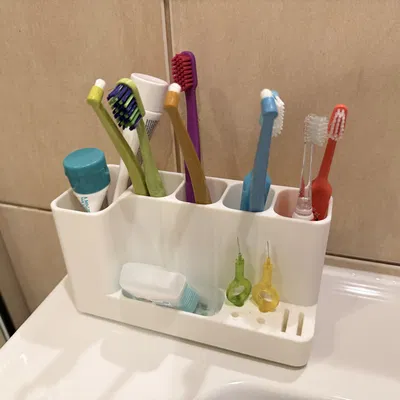 Kệ Organize Nhà Tắm Cho Gia Đình (4 Chỗ Bàn Chải + Thoát Nước Nhỏ Giọt)