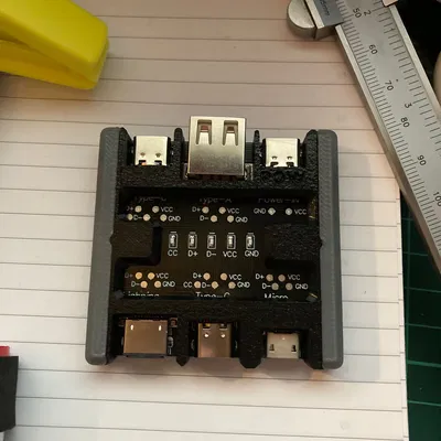 Vỏ enclosure cho USB cable tester với test points để hở