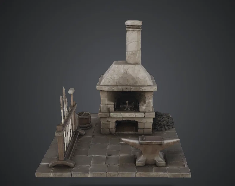 Cảnh Lò Rèn Thợ Rèn Trung Cổ – Workshop Terrain - Image 1