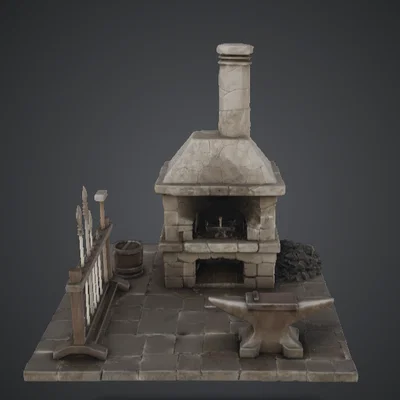 Cảnh Lò Rèn Thợ Rèn Trung Cổ – Workshop Terrain