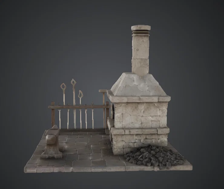 Cảnh Lò Rèn Thợ Rèn Trung Cổ – Workshop Terrain - Image 2