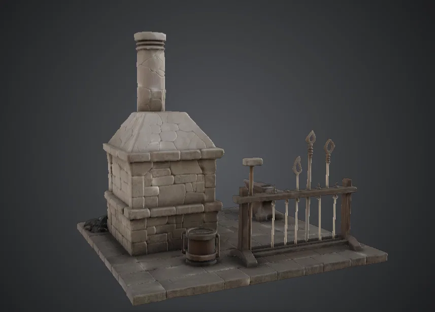 Cảnh Lò Rèn Thợ Rèn Trung Cổ – Workshop Terrain - Image 3