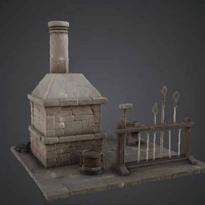 Cảnh Lò Rèn Thợ Rèn Trung Cổ – Workshop Terrain