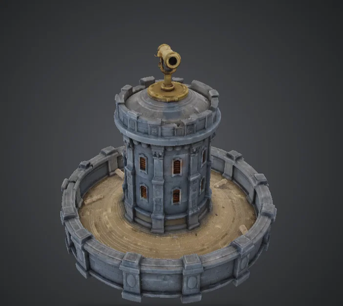 Bệ Tháp Đại Bác Trung Cổ – Tháp Canh Pháo Đài Tròn (Terrain) - Image 1