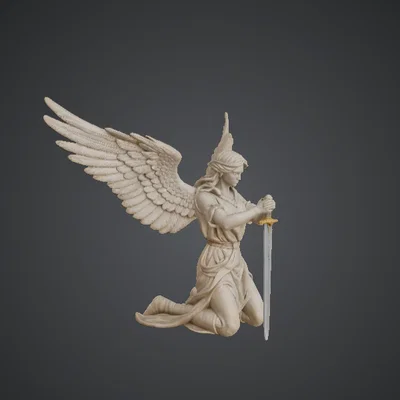 Tượng Thiên Thần Có Cánh Quỳ Gối Cầm Kiếm – Chiến Binh Hộ Vệ