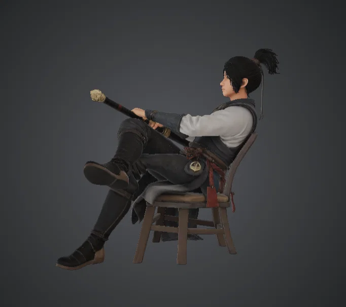 Kiếm Sĩ Ngồi Cầm Katana – Chiến Binh Samurai Fantasy - Image 2