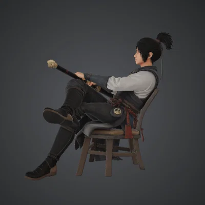 Kiếm Sĩ Ngồi Cầm Katana – Chiến Binh Samurai Fantasy