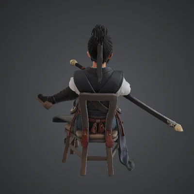 Kiếm Sĩ Ngồi Cầm Katana – Chiến Binh Samurai Fantasy