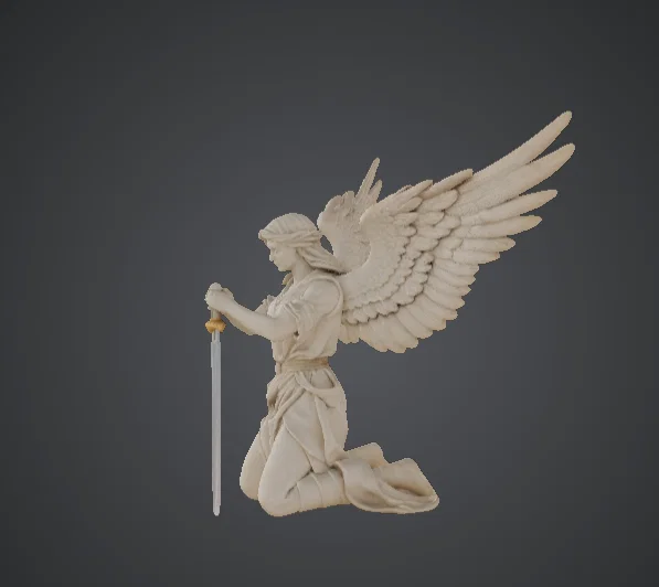 Tượng Thiên Thần Có Cánh Quỳ Gối Cầm Kiếm – Chiến Binh Hộ Vệ - Image 3