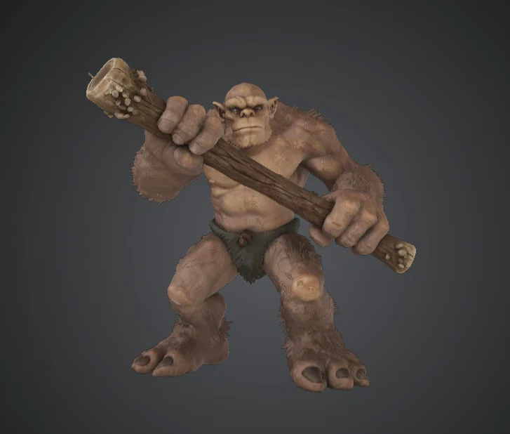 Ogre Brute cầm chùy gỗ – Quái vật fantasy cỡ lớn - Image 1