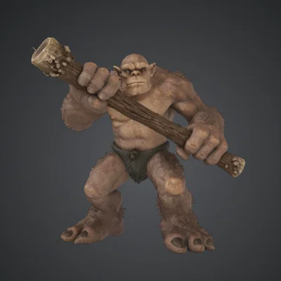 Ogre Brute cầm chùy gỗ – Quái vật fantasy cỡ lớn